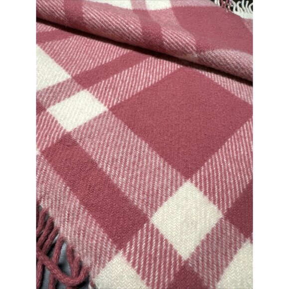 Vintage Bronte Tweeds All Wool Purple Red Pink Plaid Blanket Throw 55X65 - Picture 9 of 9